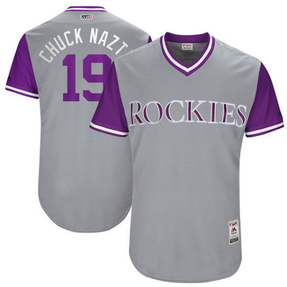 Men Colorado Rockies #19 Chuck Nazt Grey New Rush Limited MLB Jerseys->detroit tigers->MLB Jersey